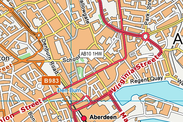 AB10 1HW map - OS VectorMap District (Ordnance Survey)