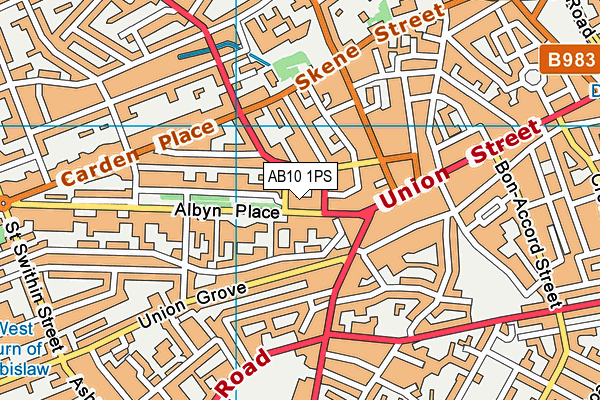 AB10 1PS map - OS VectorMap District (Ordnance Survey)