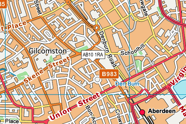 AB10 1RA map - OS VectorMap District (Ordnance Survey)
