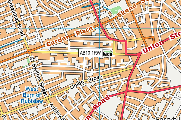 AB10 1RW map - OS VectorMap District (Ordnance Survey)