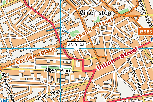 AB10 1XA map - OS VectorMap District (Ordnance Survey)