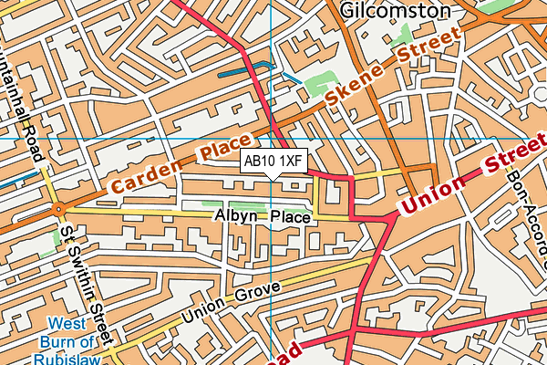 AB10 1XF map - OS VectorMap District (Ordnance Survey)