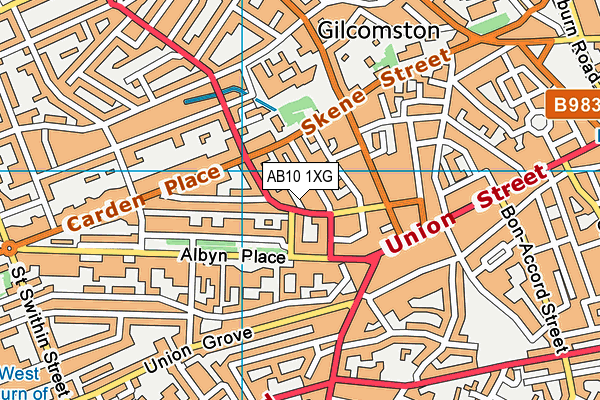 AB10 1XG map - OS VectorMap District (Ordnance Survey)