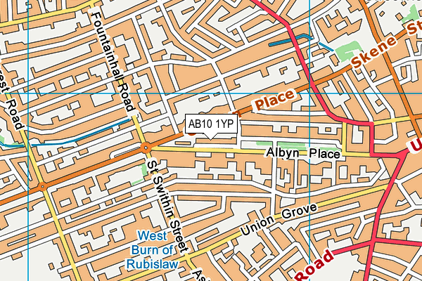 AB10 1YP map - OS VectorMap District (Ordnance Survey)