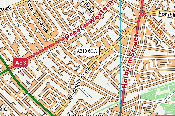 AB10 6QW map - OS VectorMap District (Ordnance Survey)
