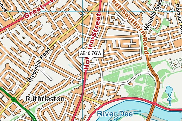 AB10 7GW map - OS VectorMap District (Ordnance Survey)