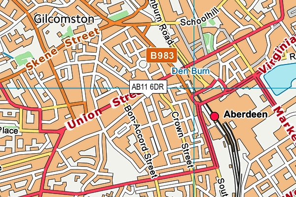 AB11 6DR map - OS VectorMap District (Ordnance Survey)