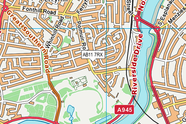 AB11 7RX map - OS VectorMap District (Ordnance Survey)