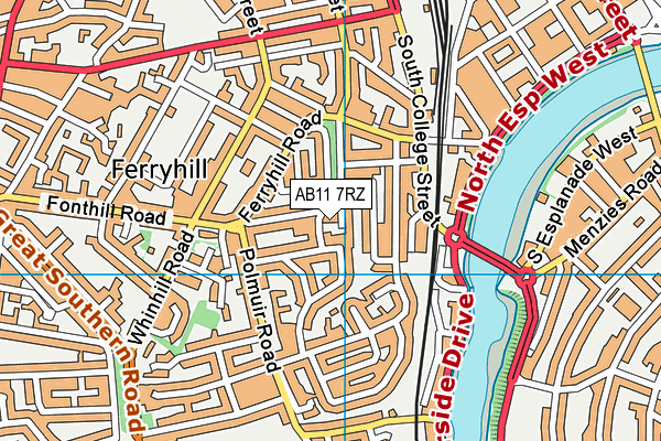 AB11 7RZ map - OS VectorMap District (Ordnance Survey)