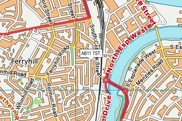 AB11 7ST map - OS VectorMap District (Ordnance Survey)