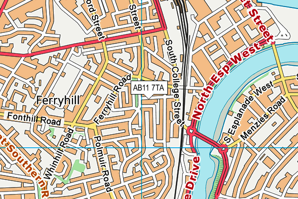 AB11 7TA map - OS VectorMap District (Ordnance Survey)