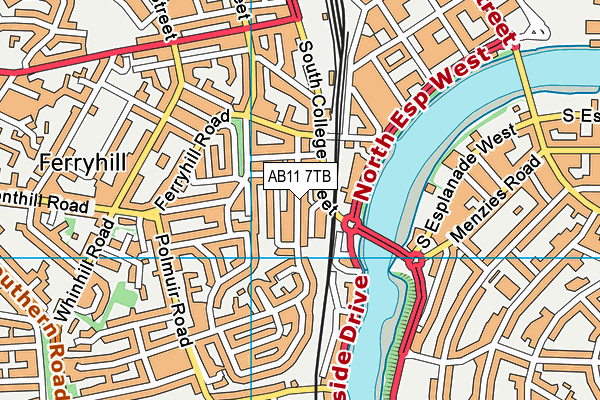 AB11 7TB map - OS VectorMap District (Ordnance Survey)