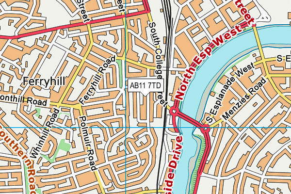 AB11 7TD map - OS VectorMap District (Ordnance Survey)