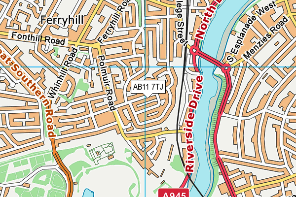 AB11 7TJ map - OS VectorMap District (Ordnance Survey)