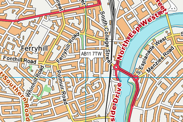 AB11 7TW map - OS VectorMap District (Ordnance Survey)