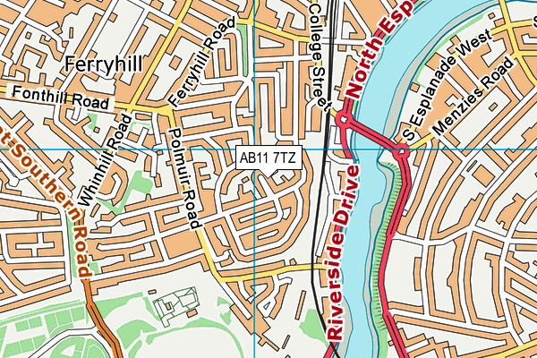 AB11 7TZ map - OS VectorMap District (Ordnance Survey)