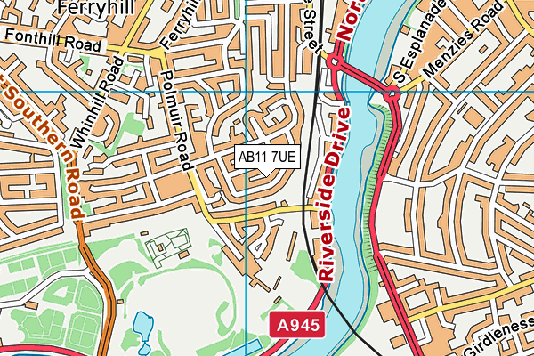 AB11 7UE map - OS VectorMap District (Ordnance Survey)