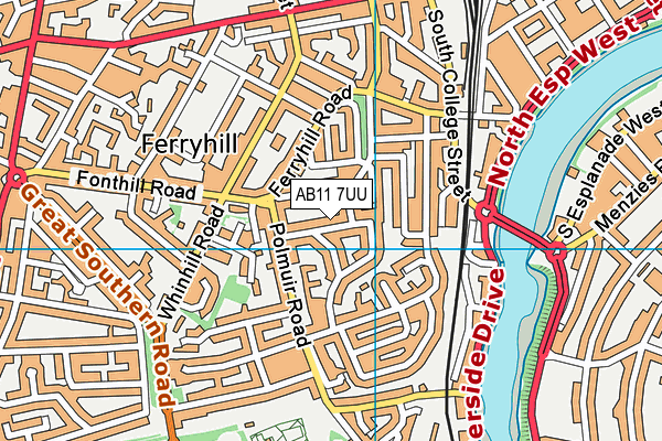 AB11 7UU map - OS VectorMap District (Ordnance Survey)