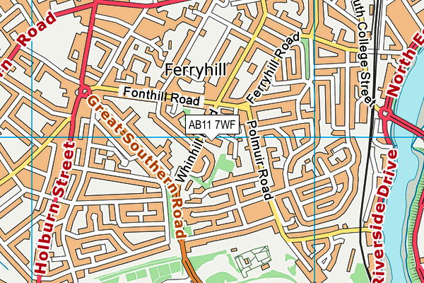 AB11 7WF map - OS VectorMap District (Ordnance Survey)