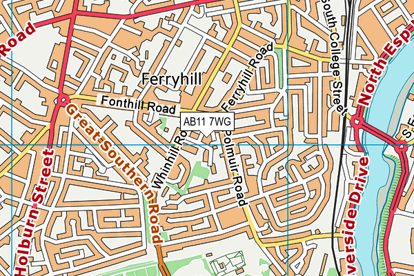 AB11 7WG map - OS VectorMap District (Ordnance Survey)