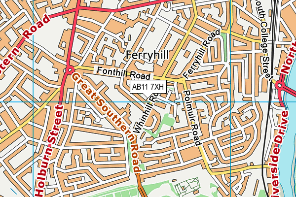 AB11 7XH map - OS VectorMap District (Ordnance Survey)