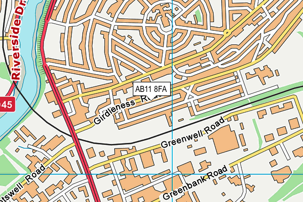 AB11 8FA map - OS VectorMap District (Ordnance Survey)