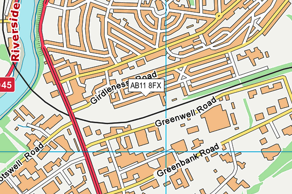 AB11 8FX map - OS VectorMap District (Ordnance Survey)