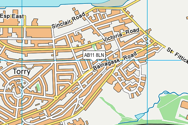 AB11 8LN map - OS VectorMap District (Ordnance Survey)