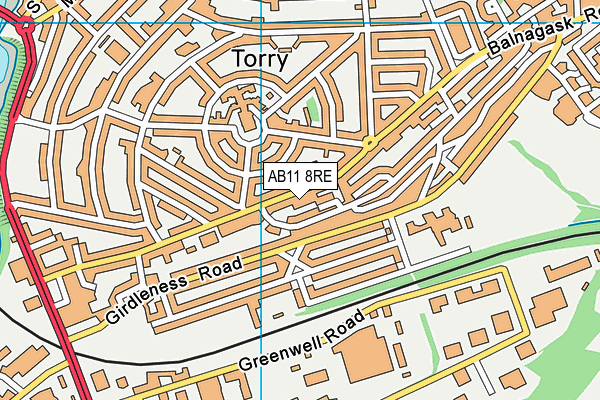 AB11 8RE map - OS VectorMap District (Ordnance Survey)