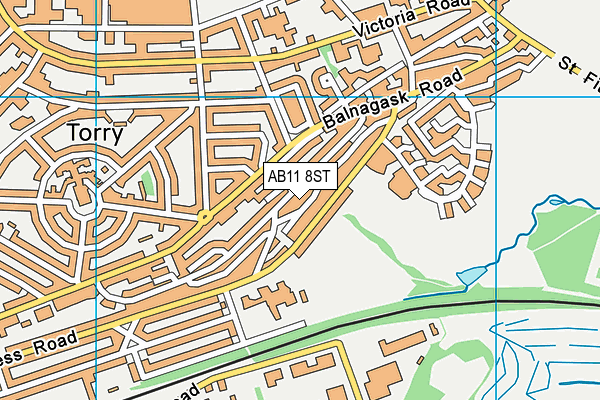 AB11 8ST map - OS VectorMap District (Ordnance Survey)