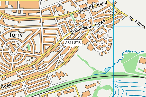 AB11 8TB map - OS VectorMap District (Ordnance Survey)