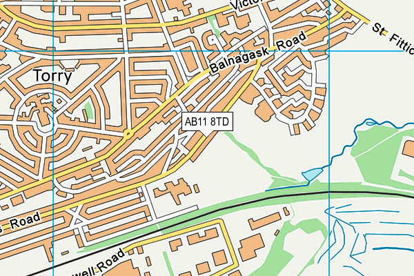 AB11 8TD map - OS VectorMap District (Ordnance Survey)