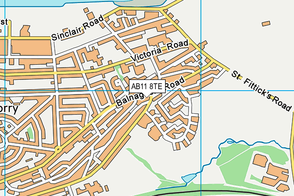 AB11 8TE map - OS VectorMap District (Ordnance Survey)