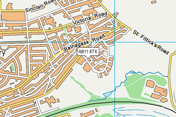 AB11 8TX map - OS VectorMap District (Ordnance Survey)