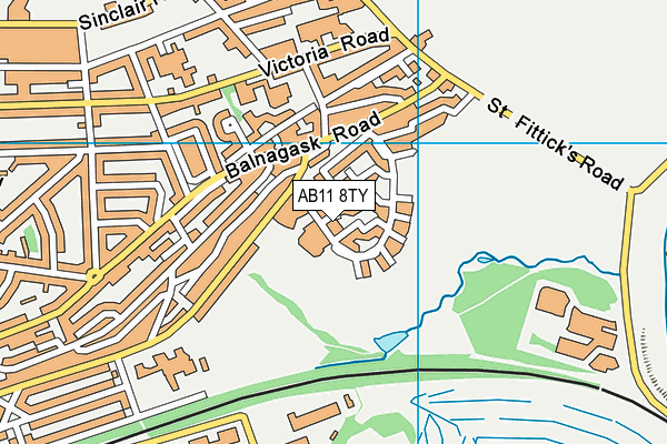 AB11 8TY map - OS VectorMap District (Ordnance Survey)