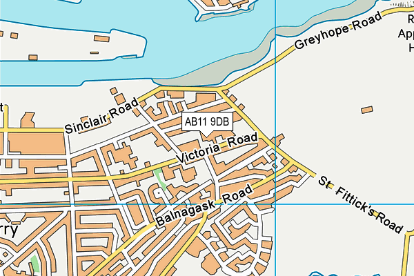 AB11 9DB map - OS VectorMap District (Ordnance Survey)