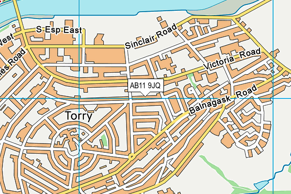 AB11 9JQ map - OS VectorMap District (Ordnance Survey)
