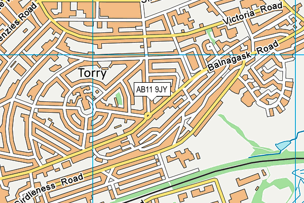 AB11 9JY map - OS VectorMap District (Ordnance Survey)