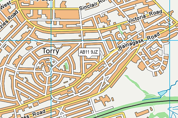 AB11 9JZ map - OS VectorMap District (Ordnance Survey)
