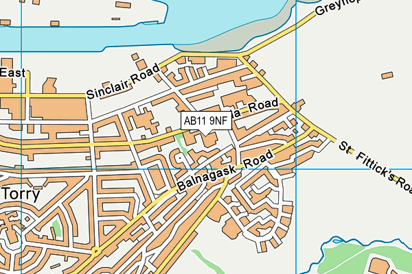 AB11 9NF map - OS VectorMap District (Ordnance Survey)