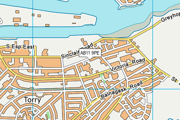 AB11 9PE map - OS VectorMap District (Ordnance Survey)