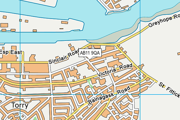 AB11 9QA map - OS VectorMap District (Ordnance Survey)