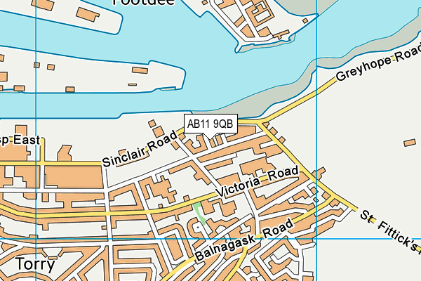 AB11 9QB map - OS VectorMap District (Ordnance Survey)