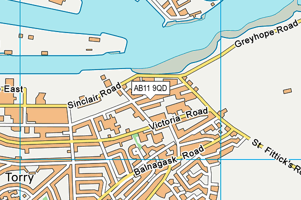 AB11 9QD map - OS VectorMap District (Ordnance Survey)