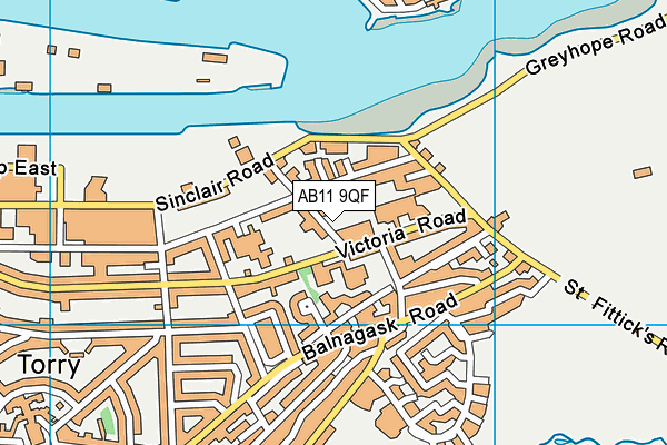 AB11 9QF map - OS VectorMap District (Ordnance Survey)