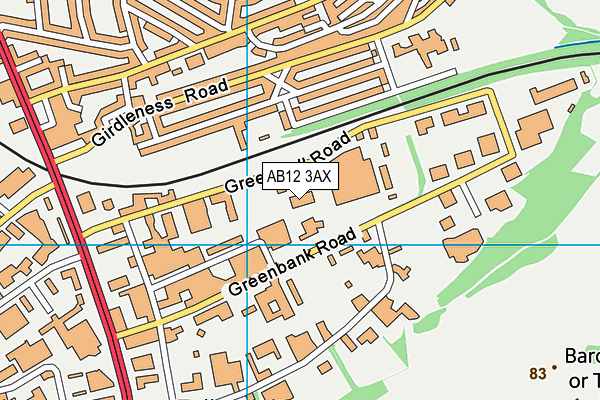 AB12 3AX map - OS VectorMap District (Ordnance Survey)
