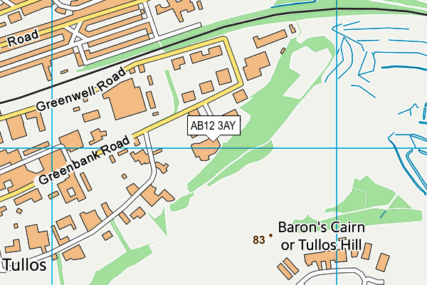 AB12 3AY map - OS VectorMap District (Ordnance Survey)