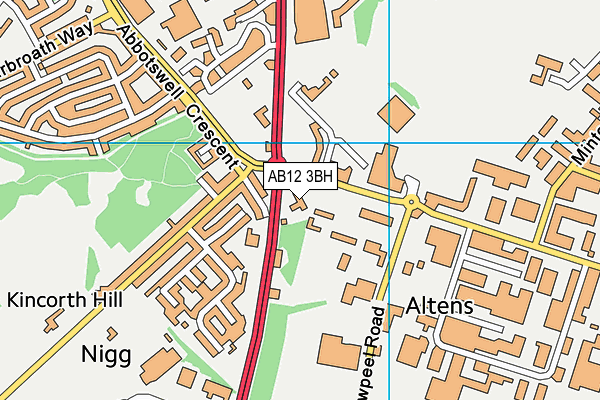 AB12 3BH map - OS VectorMap District (Ordnance Survey)