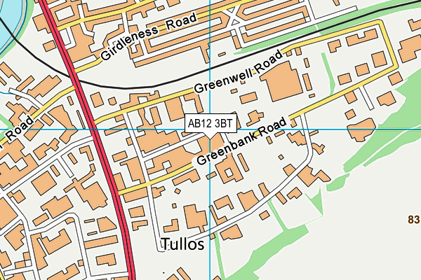 AB12 3BT map - OS VectorMap District (Ordnance Survey)
