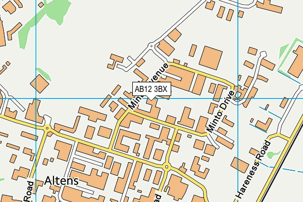 AB12 3BX map - OS VectorMap District (Ordnance Survey)